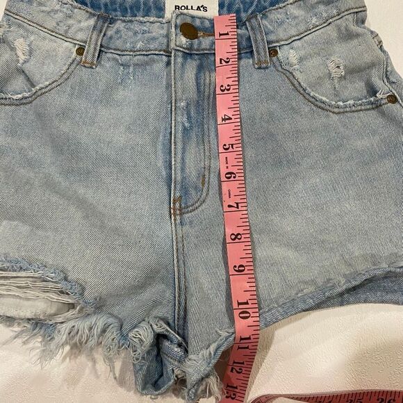 Rolla’s Dusters High Rise Relaxed Denim Shorts Women’s Size 25 Distressed Cutoff - Picture 6 of 8